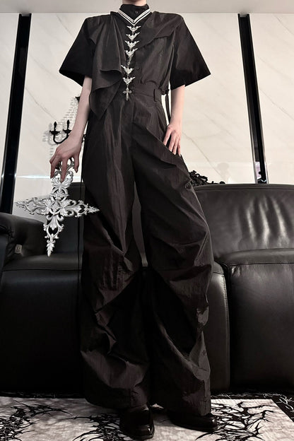 Fifth-Generation Top and Pleated Wide-Leg Pants Set