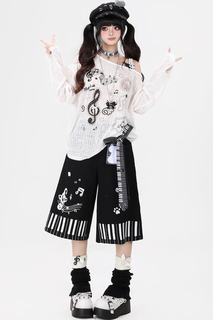 Musical-Off-Shoulder-Oberteil