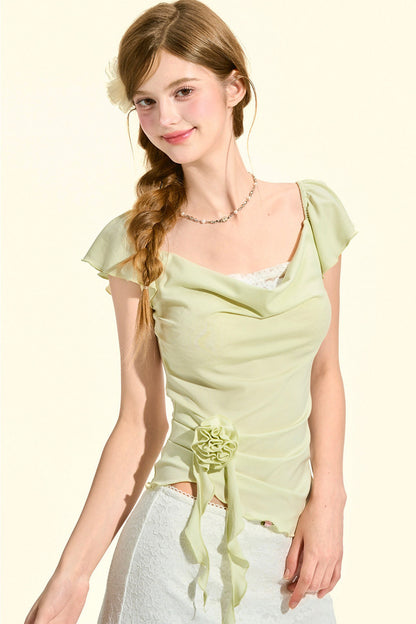 top rosa verde menta