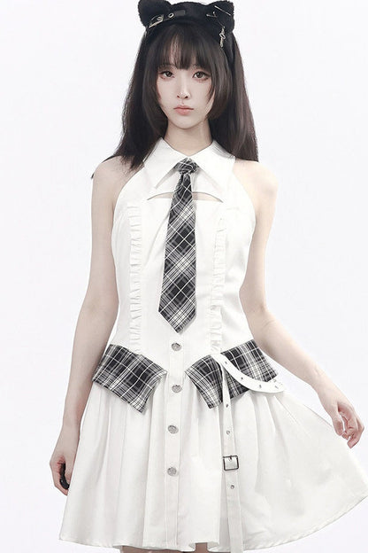 Striped Blazer Shirt Dress Set-Up