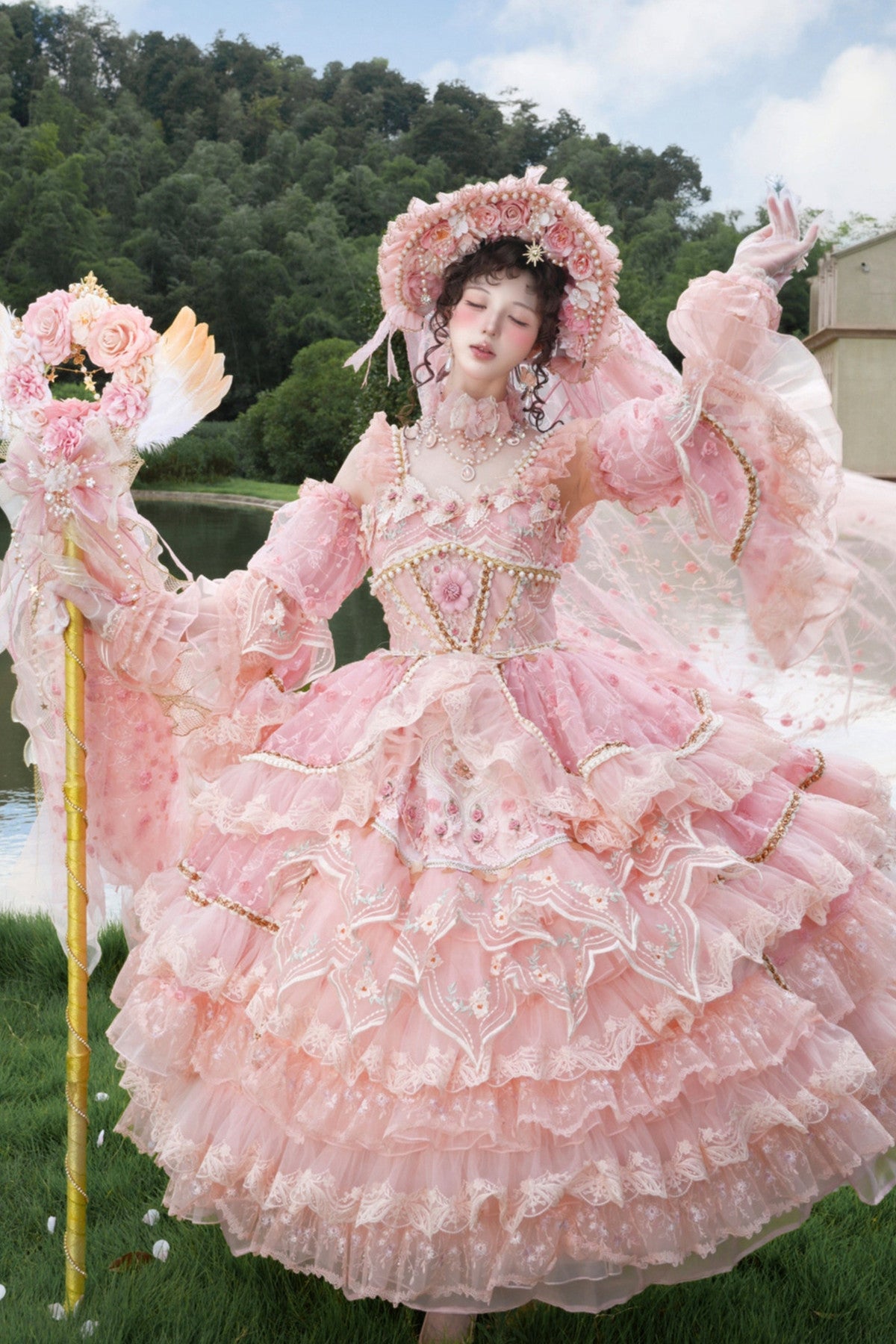 Peach Floral Tea Party Dress