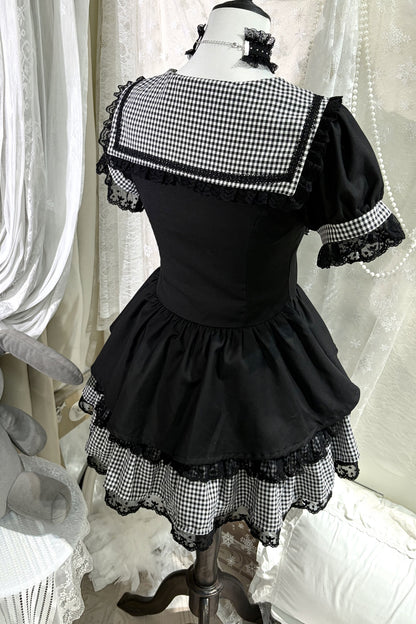 Gingham Plaid Sailor Little Devil Dress