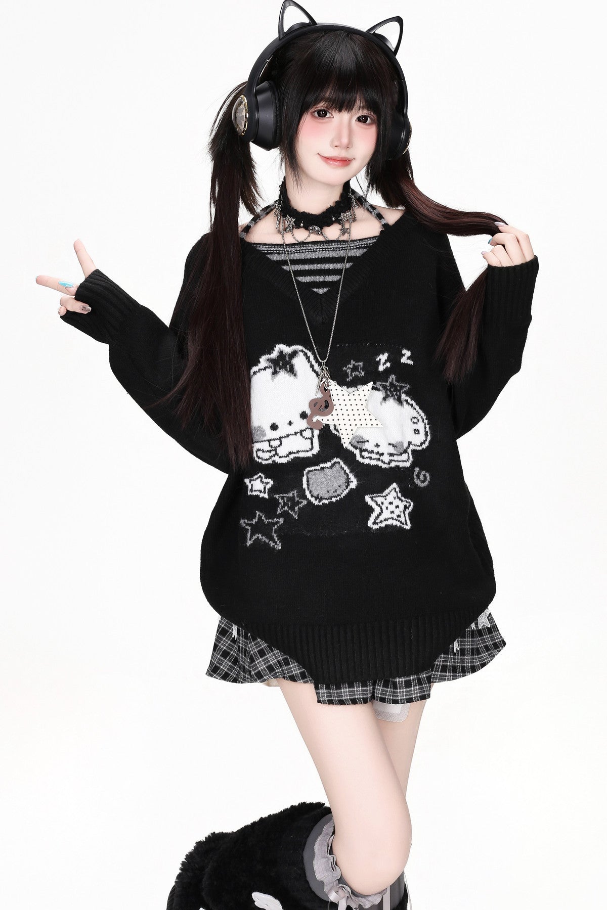 Striped Cat Knit Sweater