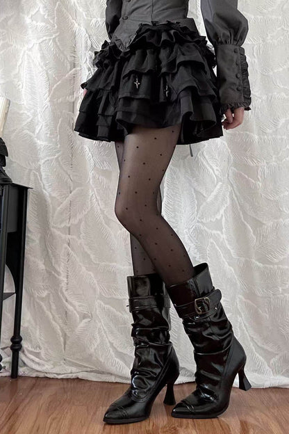 Pointed Toe High Heel Stacked Boots