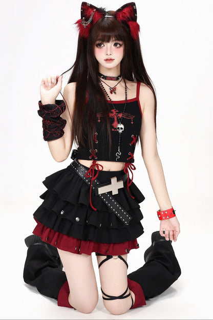 American Style Embroidered Short Jacket and Skirt Set-Up