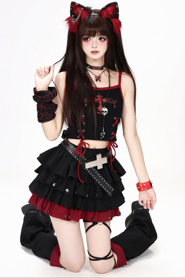 American Style Embroidered Short Jacket and Skirt Set-Up