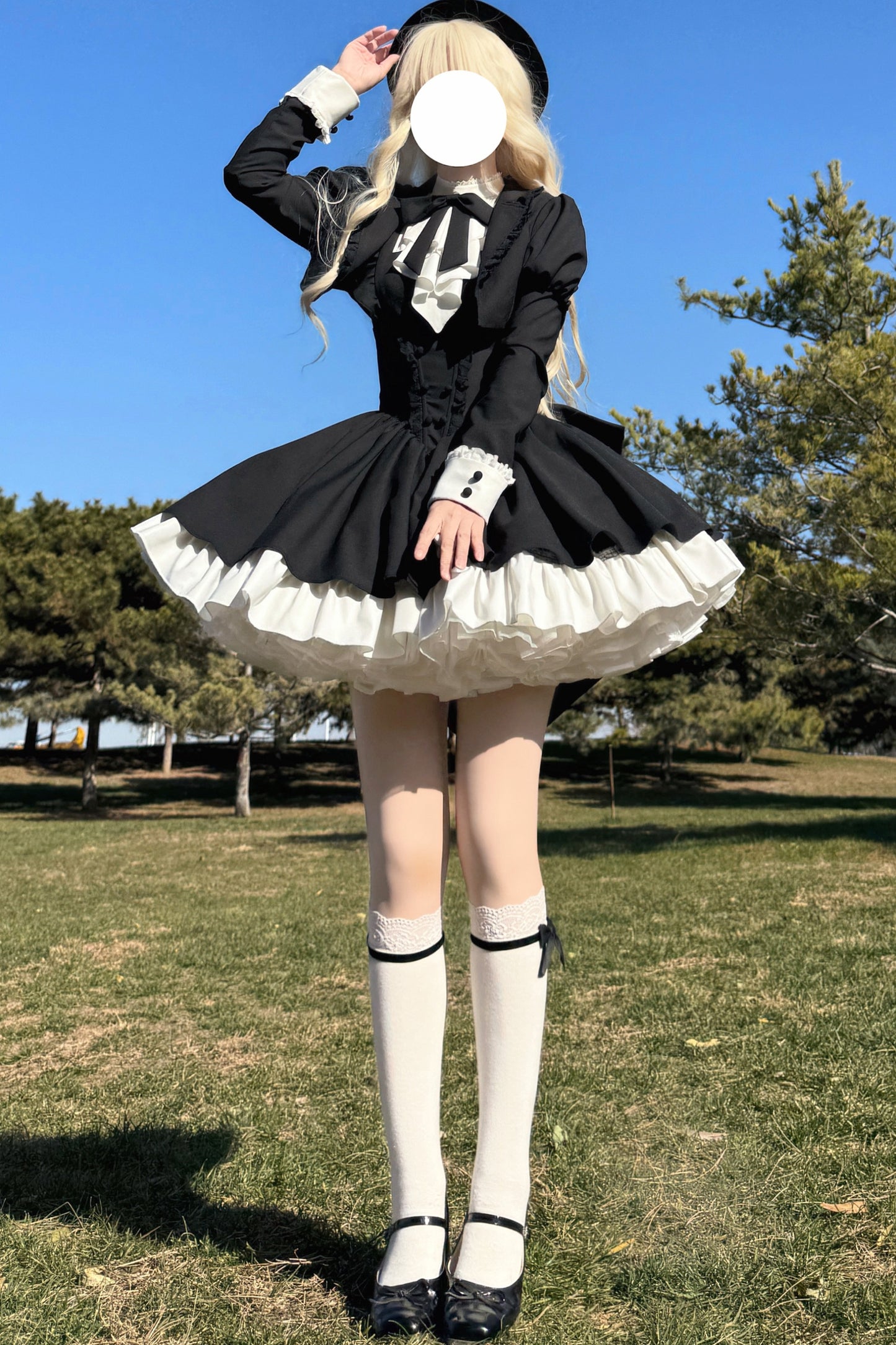 Black Ruffle Sleeve Dress Set-Up
