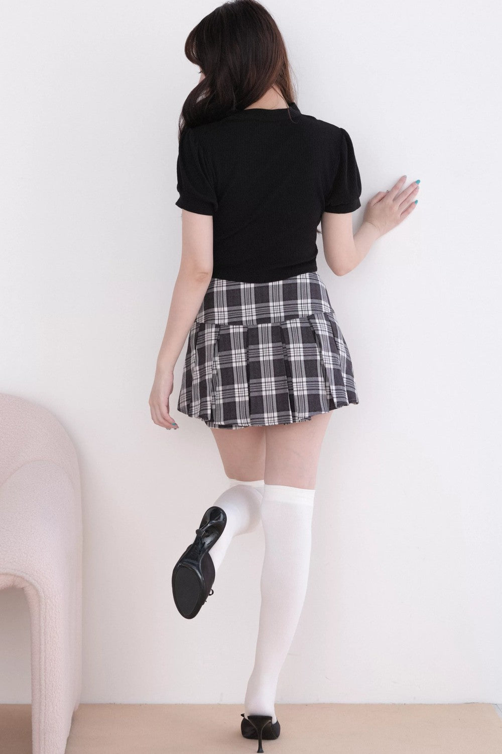 [Pre-order Item] Jirai Kei Plaid Pleated Set-Up