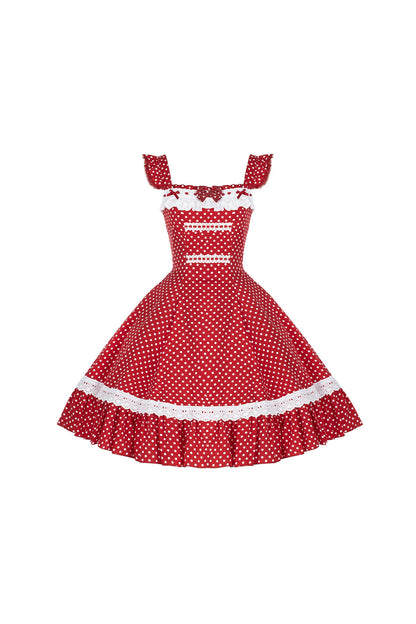 Polka Dot Ruffled Dress With Base Top Set-Up
