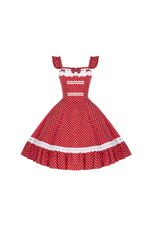 Polka Dot Ruffled Dress With Base Top Set-Up