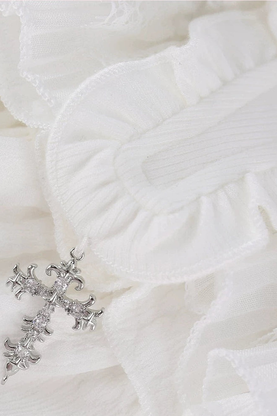 White Off-Shoulder Top and Tiered Skirt Set-Up