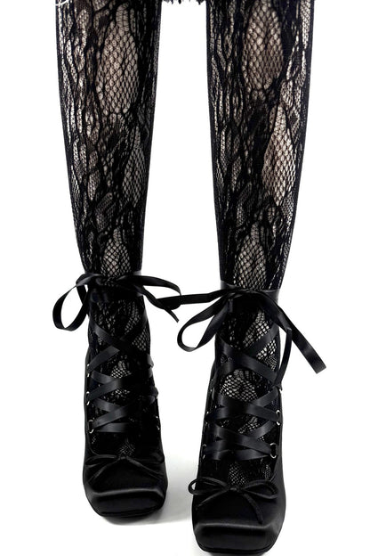 Dark Lace-Up Vampire Heels