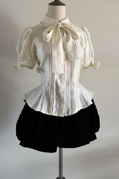 Bow Short Sleeve Blouse