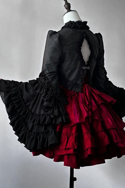 Gothic Lace Trim Long Sleeve Vest