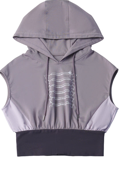 Gray-Purple T-Shirt With Skirt and Pants Set-Up