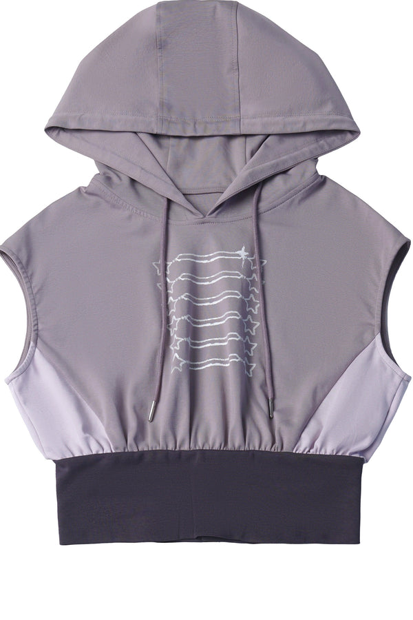 Gray-Purple T-Shirt With Skirt and Pants Set-Up