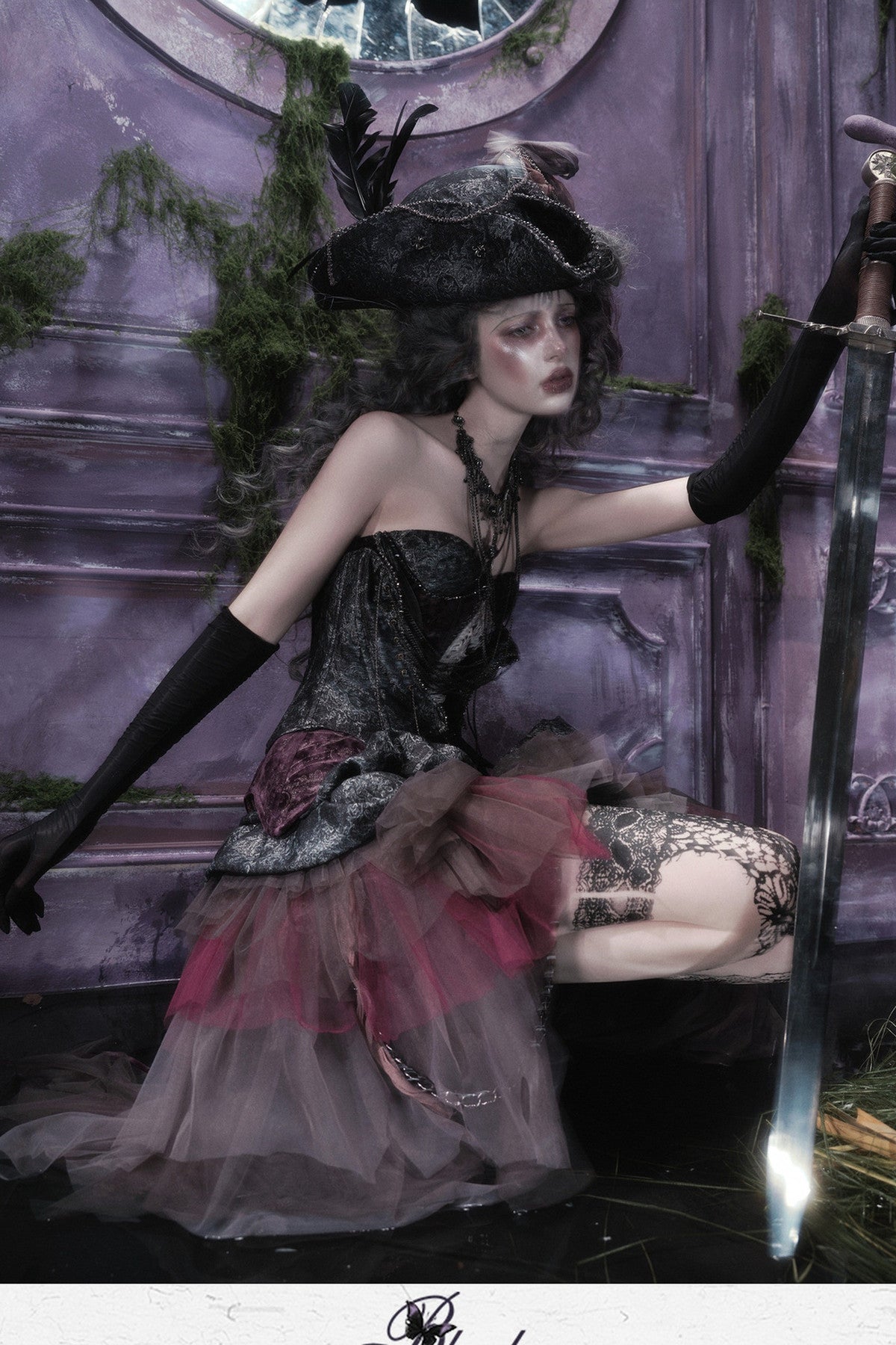 Asymmetrischer Gothic-Meshrock