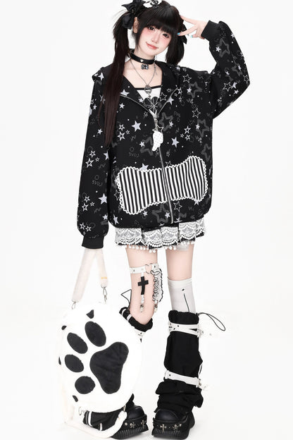 Black White Lace Polka Dot Skirt