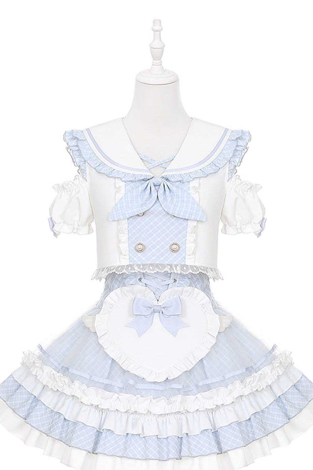 Aqua Off-Shoulder Top and Cake Skirt Set-Up