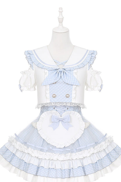 Aqua Off-Shoulder Top and Cake Skirt Set-Up