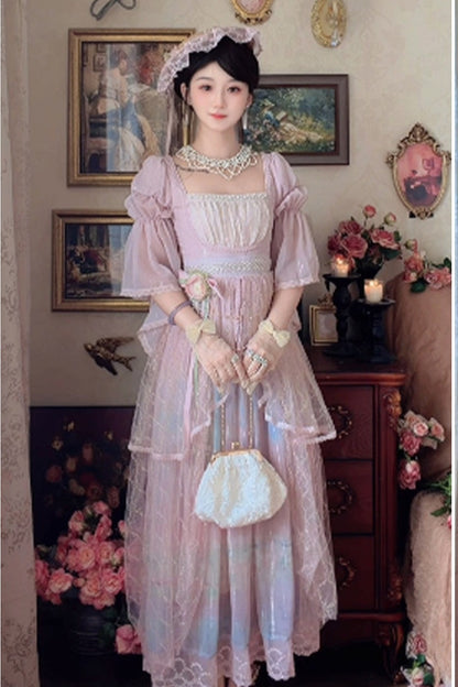 Ölgemälde-Lolita-JSK-Set mit hoher Taille