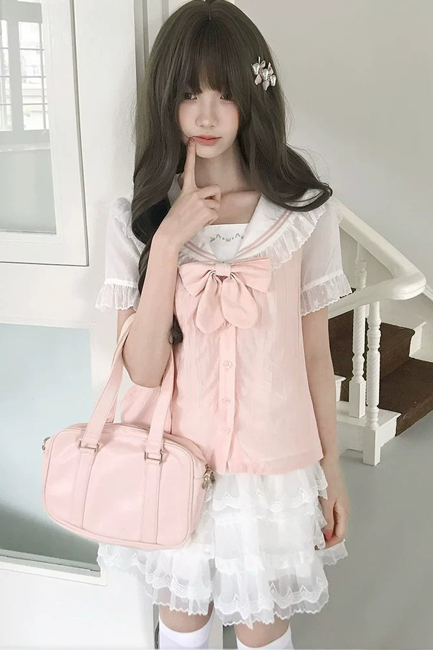 Milky Pink Sailor Top + Skirt