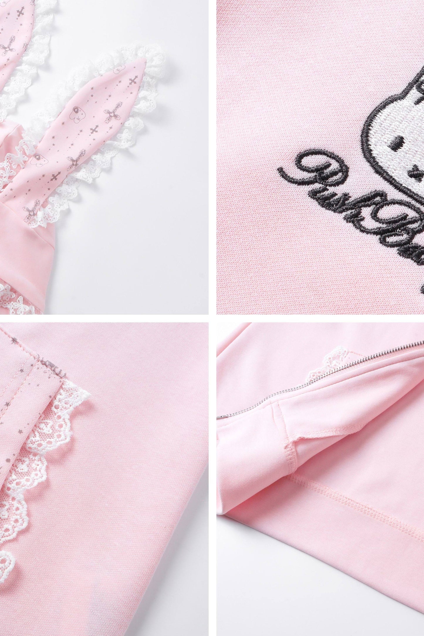 Süßer Hoodie mit Hasenohren und Spitze