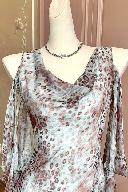 Chiffonkleid mit Leopardenmuster