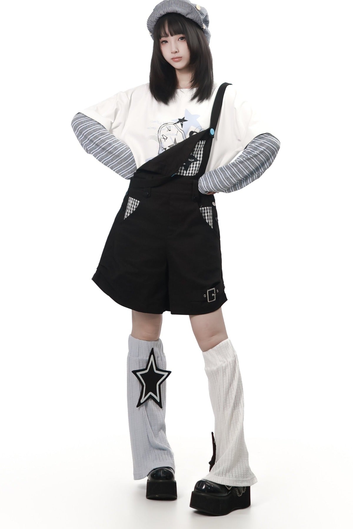 Graffiti Overalls and Striped Top Set-Up
