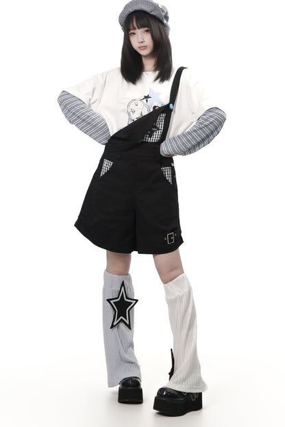 Graffiti Overalls and Striped Top Set-Up