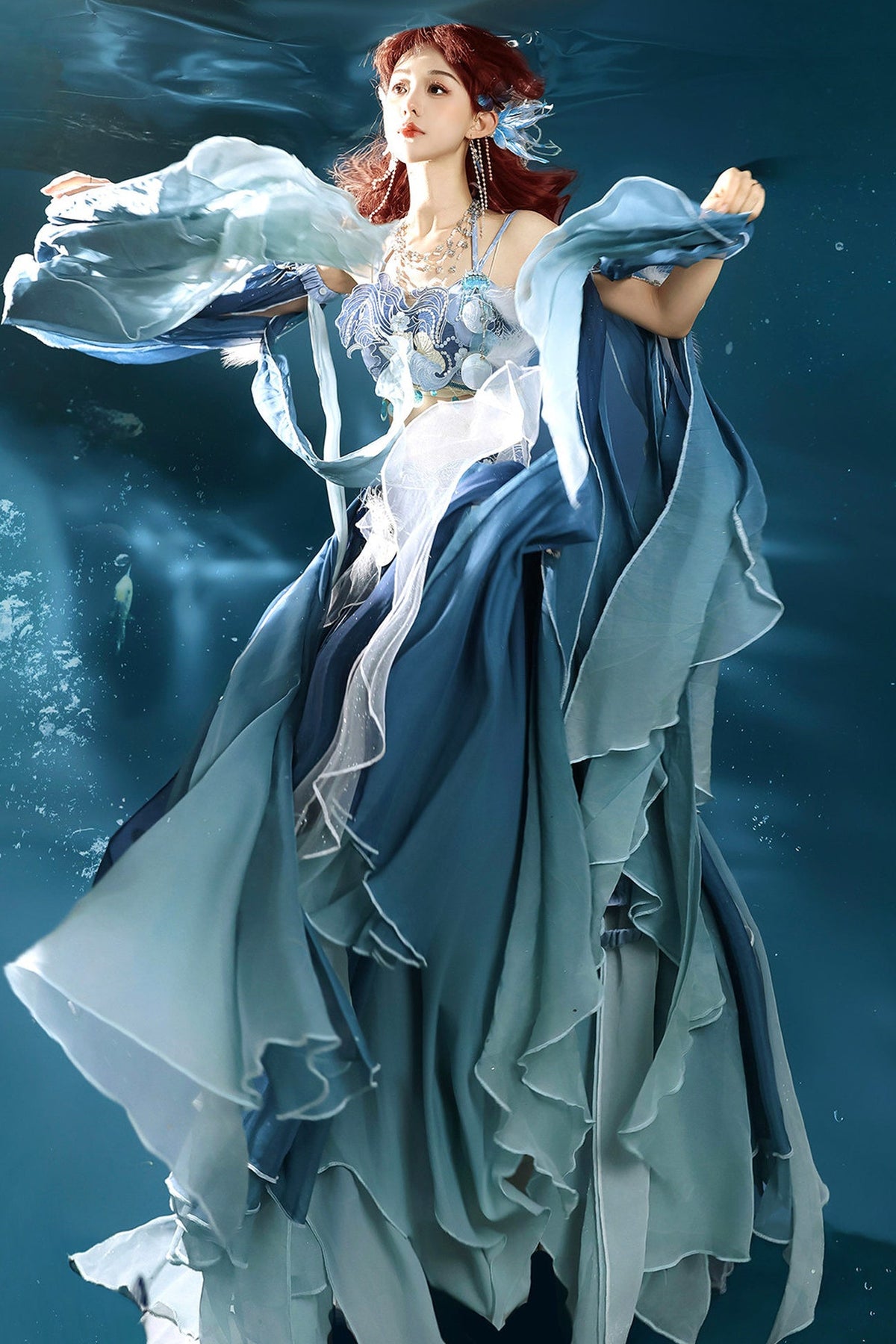 Exotic Mermaid Princess Hanfu Skirt and Camisole Set-Up