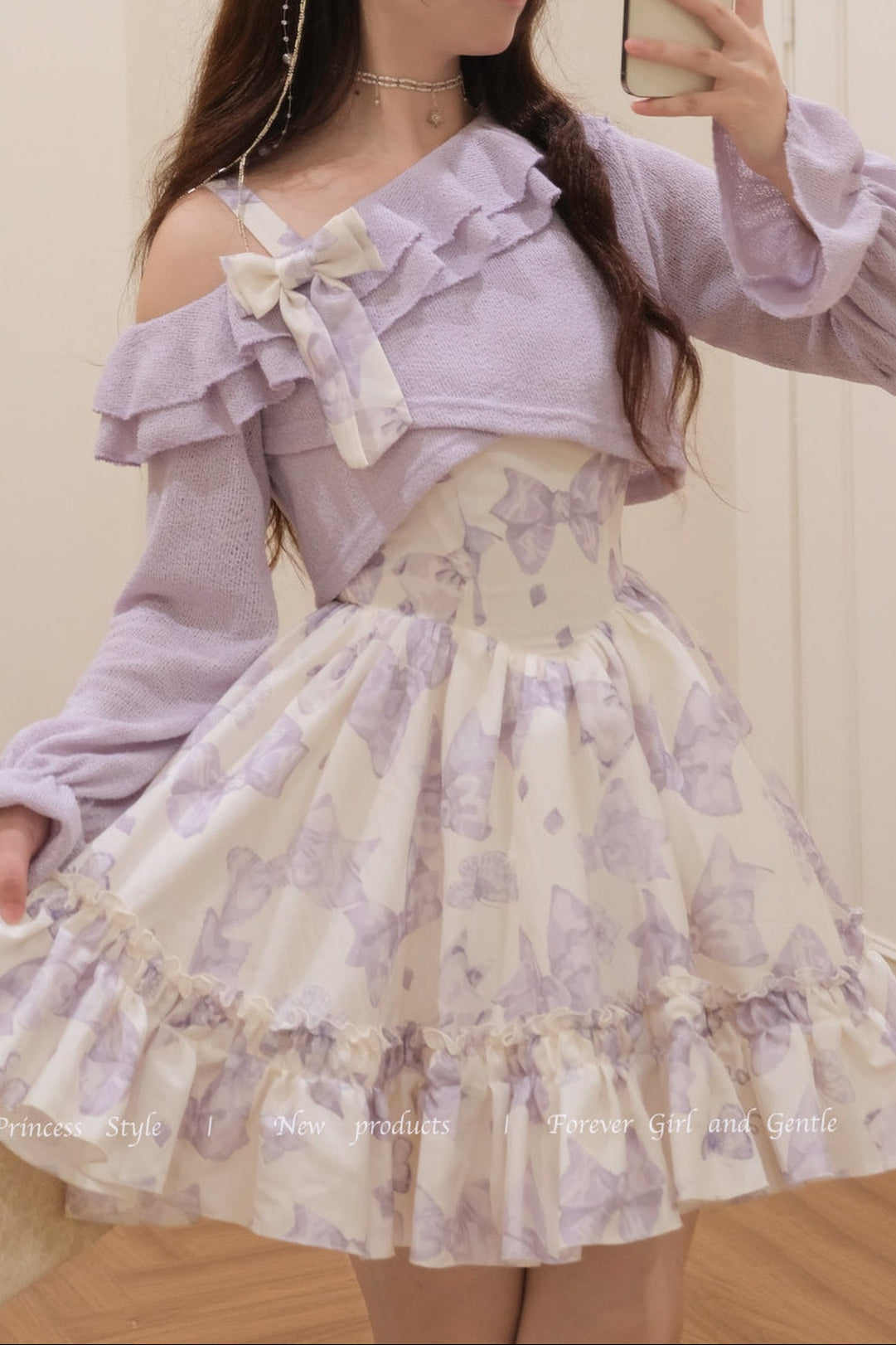 ラベンダー蝶々プリンセスセットアップ