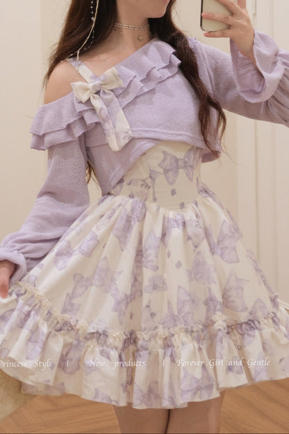 ラベンダー蝶々プリンセスセットアップ