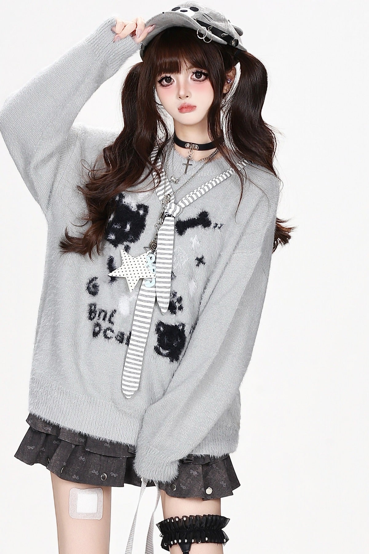 Cat Striped Pullover Sweater