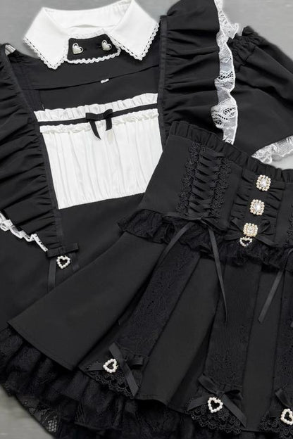 Maid Style Short-Sleeved False Collar Shirt