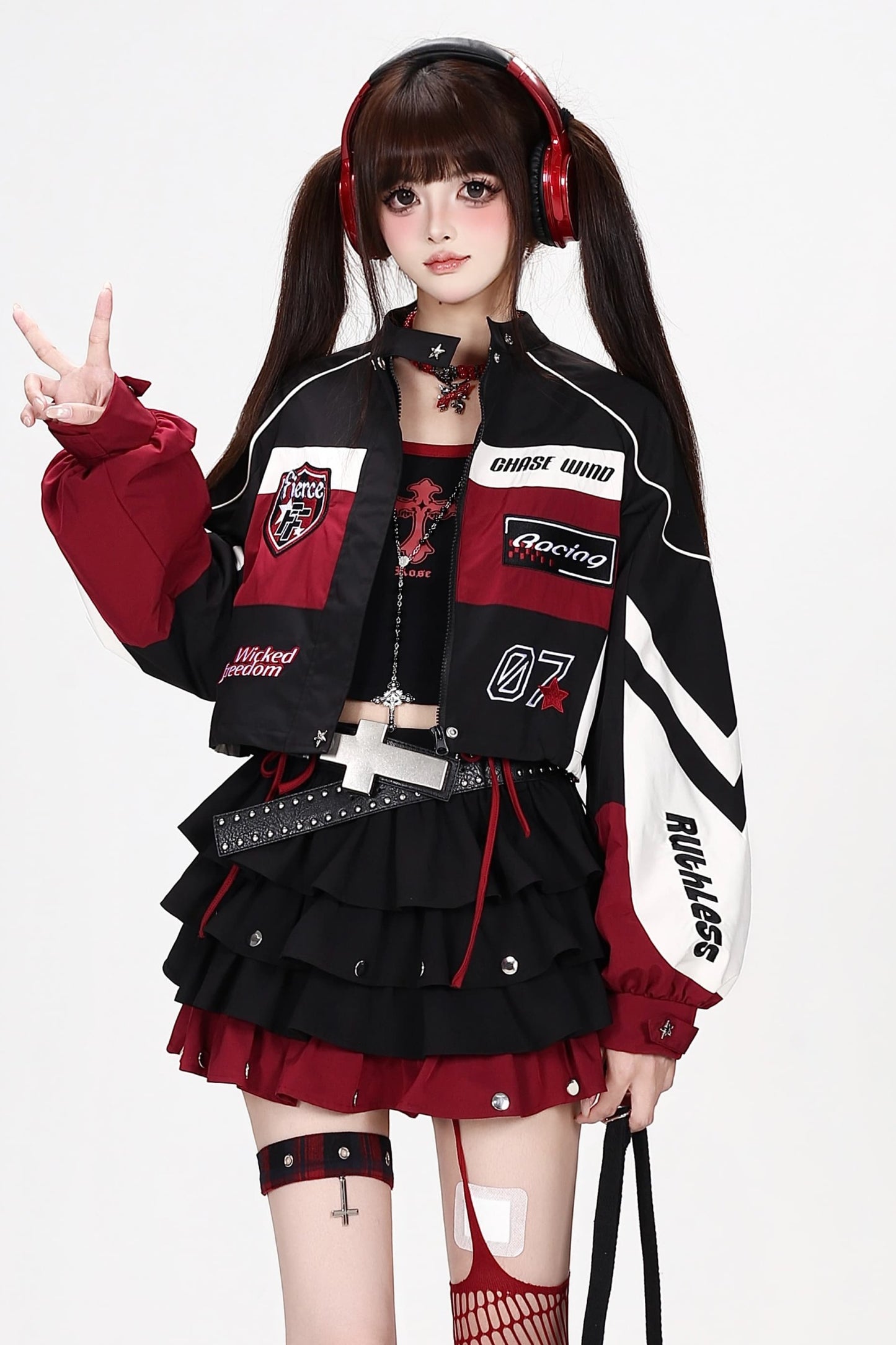 American Style Embroidered Short Jacket and Skirt Set-Up