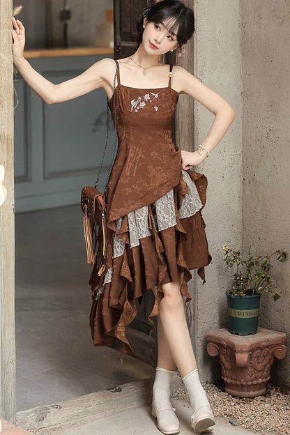 Dune Traveler Asymmetric Retro Dress Set