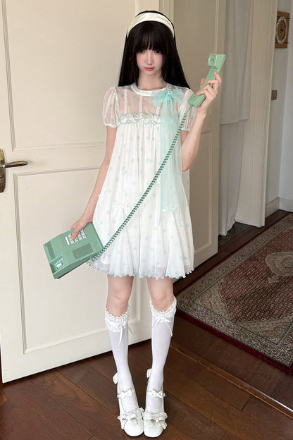 Three-Layer Sheer Lace Babydoll Dress