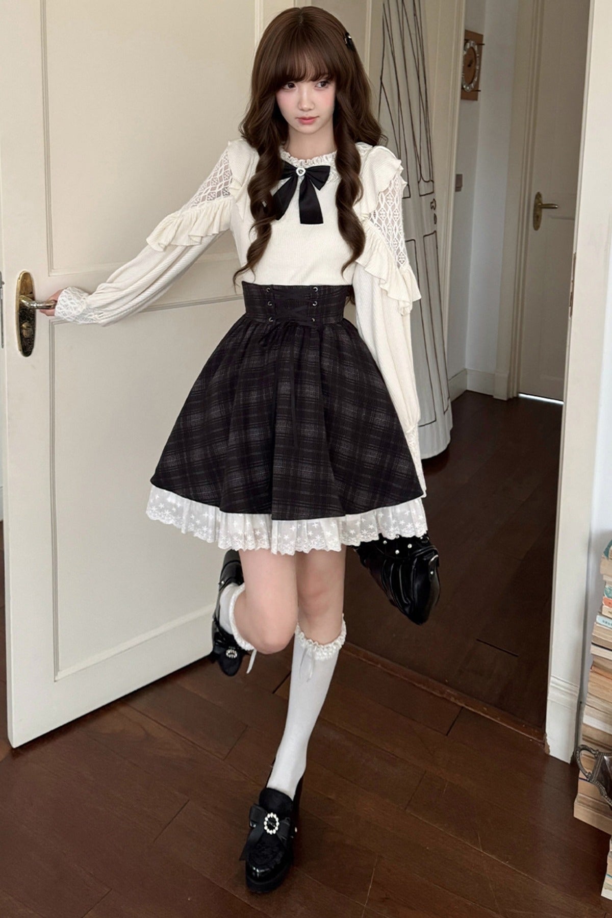 Long-Sleeved Knit Top and Skirt Set