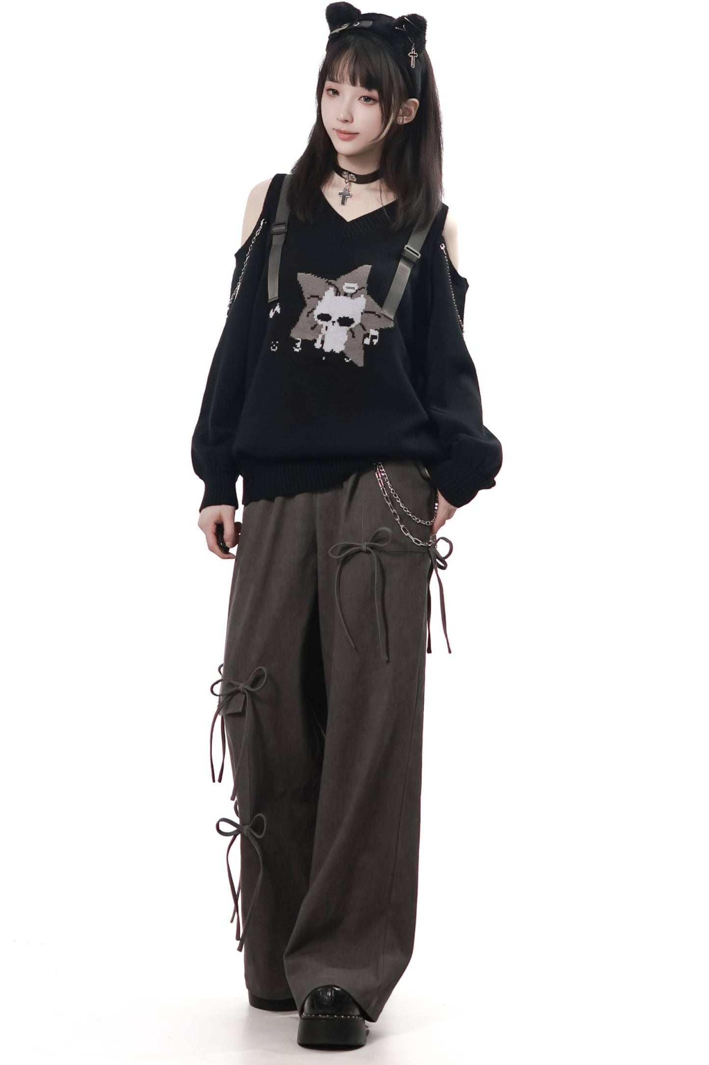 Interstellar Roaming Knit Sweater Vest With Tie and Pants Set-Up