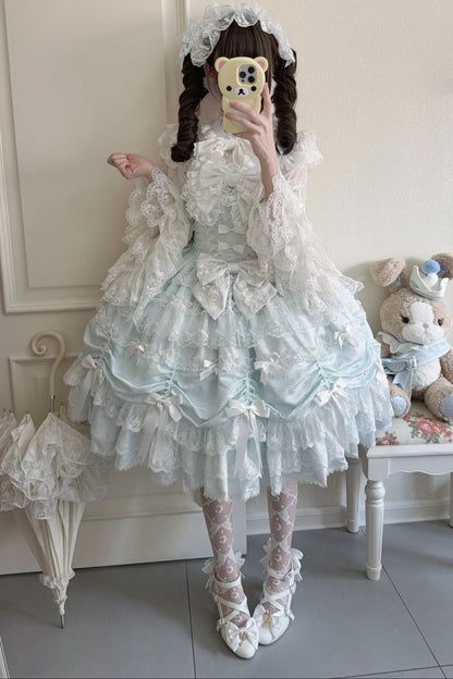 Silk Satin Doll-Like JSK Strap Dress