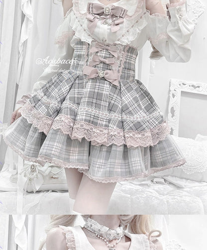 Off-Shoulder-Spitzenbluse im Jirai-Kei-Stil