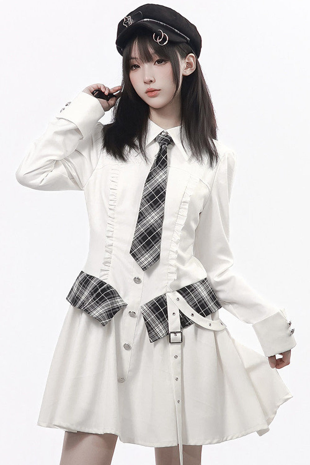 Striped Blazer Shirt Dress Set-Up