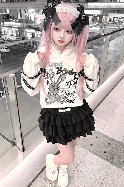 Long Eared Rabbit Sweatshirt And Cake Skirt Set-Up
