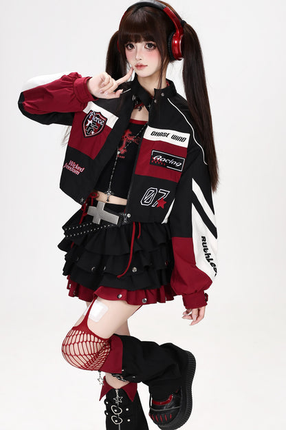 American Style Embroidered Short Jacket and Skirt Set-Up