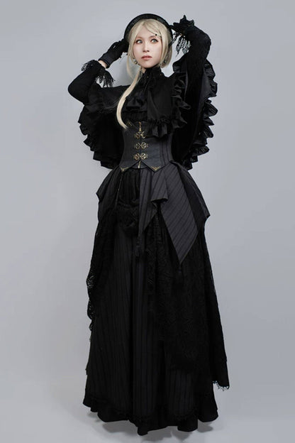 Gestreifter Gothic-Umhang mit abnehmbarem Schal