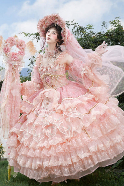 Peach Floral Tea Party Dress