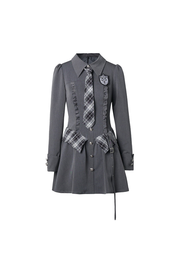 Striped Blazer Shirt Dress Set-Up