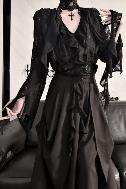 High-Waisted Wide-Leg Skirt Set