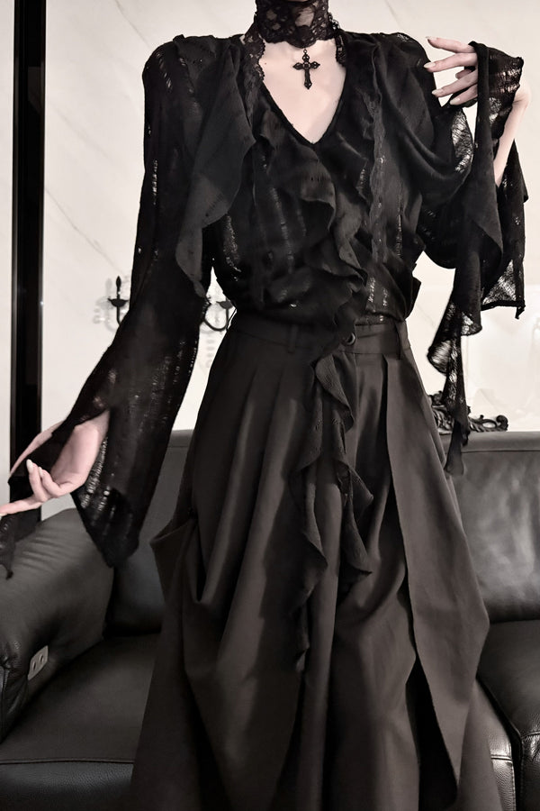 High-Waisted Wide-Leg Skirt Set